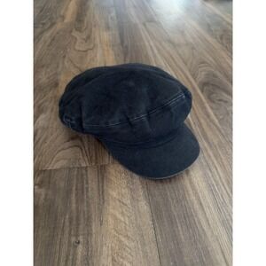 Brandy Melville Hat Newsboy Cap Womens One Size Black Corduroy Cotton Italy